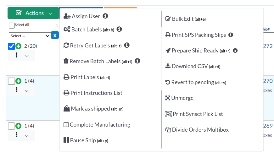 Bulk Actions