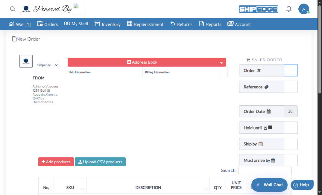 Order Creation Page