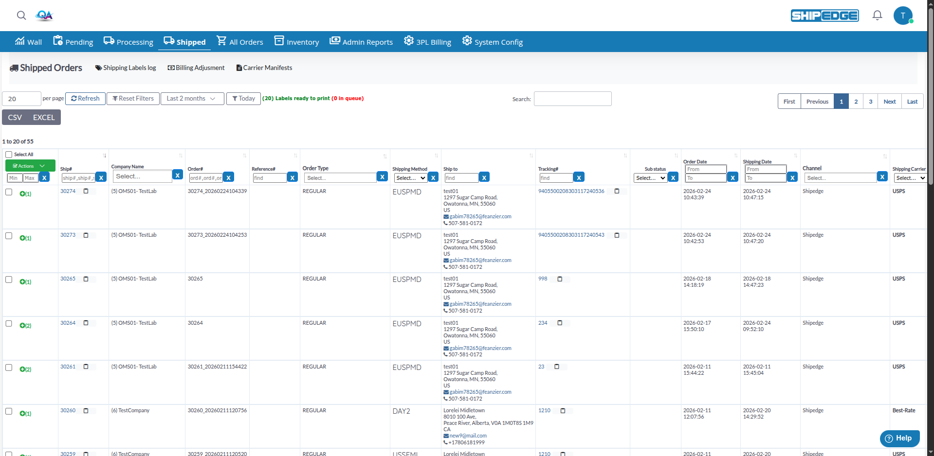 Shipped Orders Overview