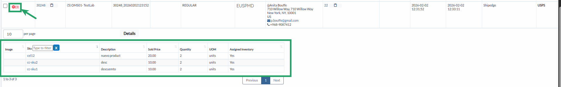 Viewing Order SKUs